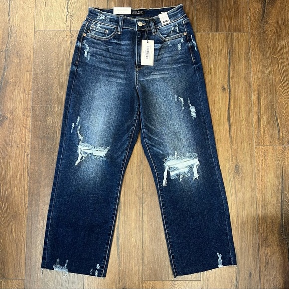 🆕 Judy blue Albany, high-rise, distressed crop wide leg Jean SZ 7/28 - Picture 4 of 8